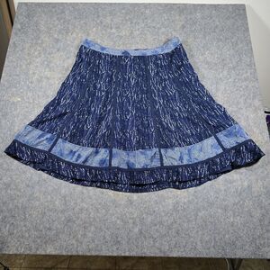 Coldwater Creek Blue Boho Skirt XL Midi Knee Length A Line Flowy Blues Lined